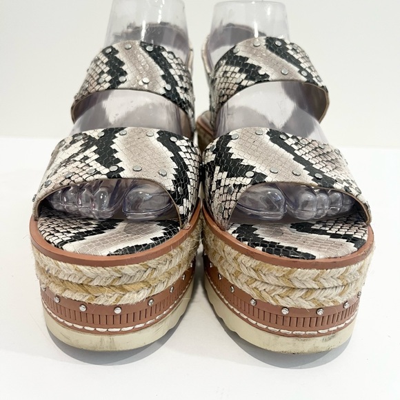 Vince Camuto Marsa Platform Wedge Sandals Faux Snakeskin Studded Jute Women 7.5 - Picture 6 of 14